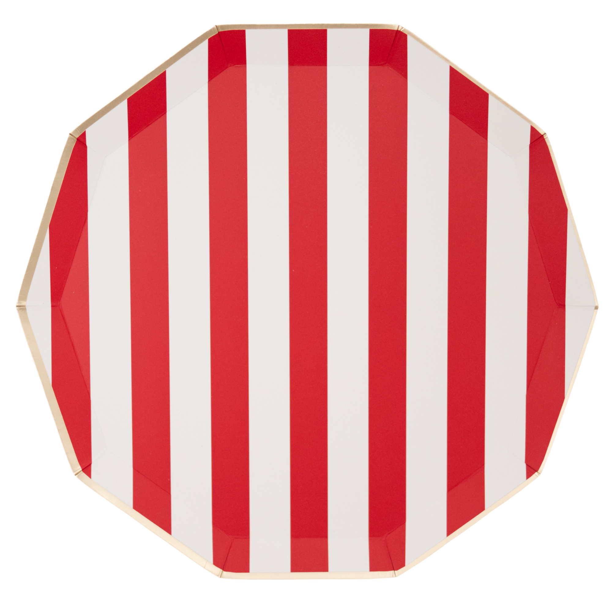Simply Stripes Cherry Red Cabana Stripe Paper Plates – 8 Pack, 10.75" Party Plates