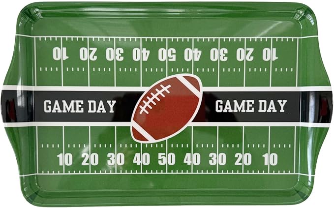15″ Large Football Field Melamine Serving Tray – Green Game Day Appetizer & Tailgate Party Platter
