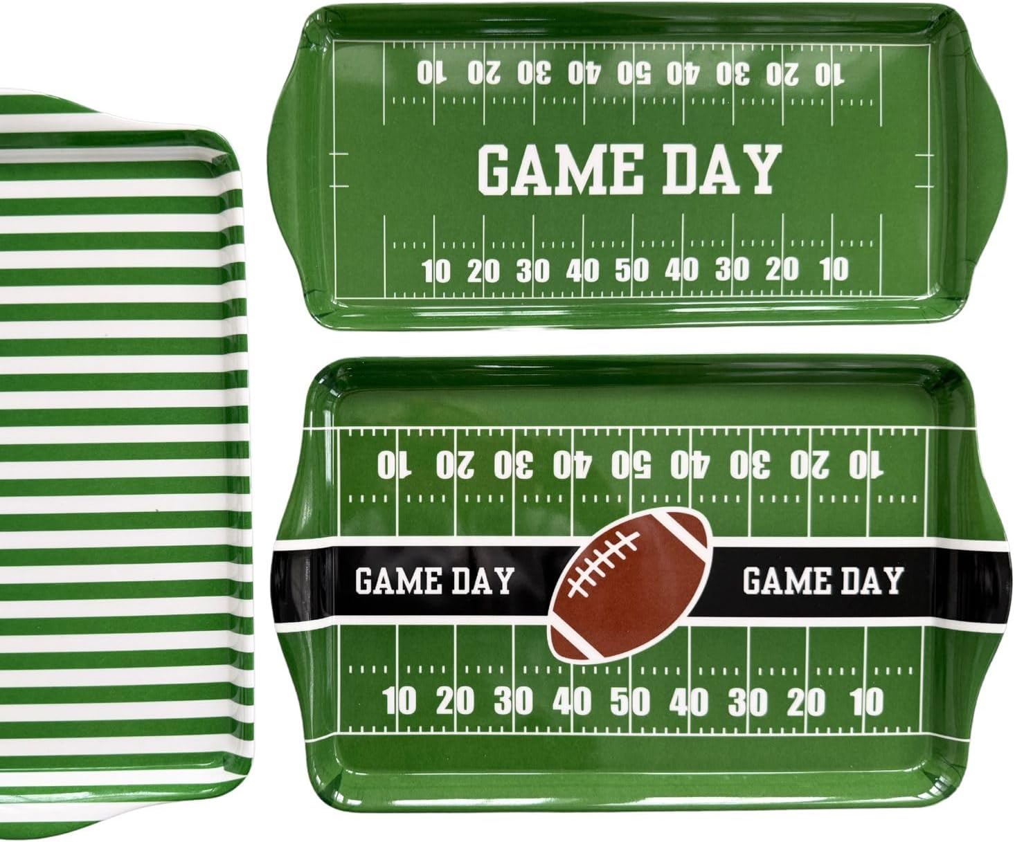 15″ Large Football Field Melamine Serving Tray – Green Game Day Appetizer & Tailgate Party Platter
