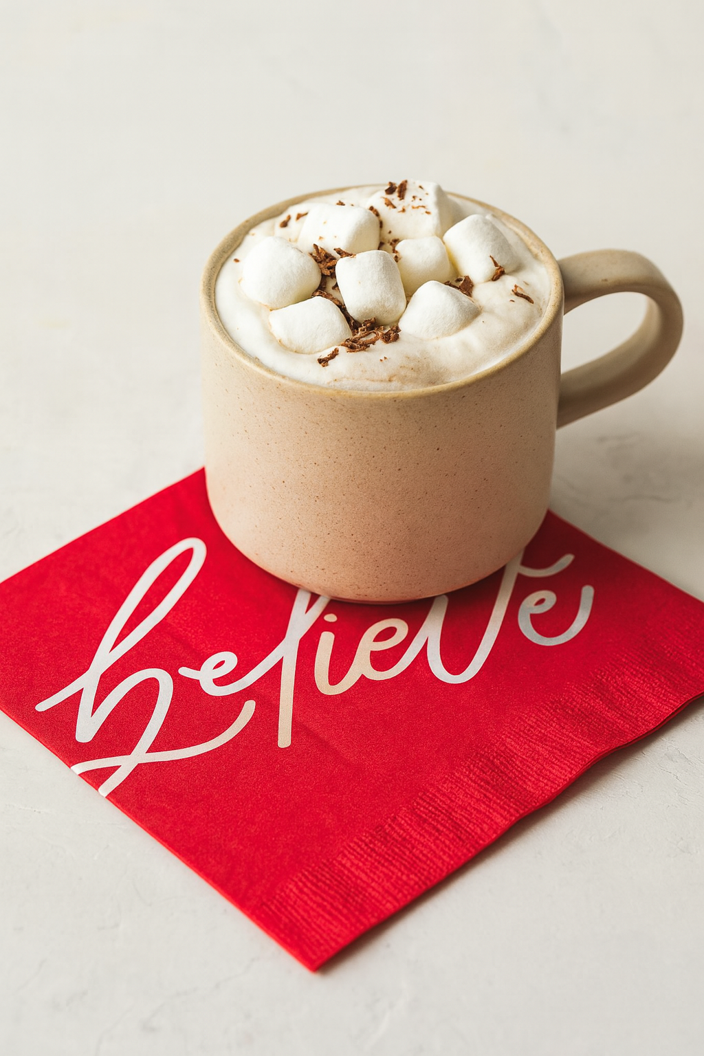 Red “Believe” Foil Christmas Cocktail Napkins – 20 Pack 3-Ply Holiday Party Beverage Napkins