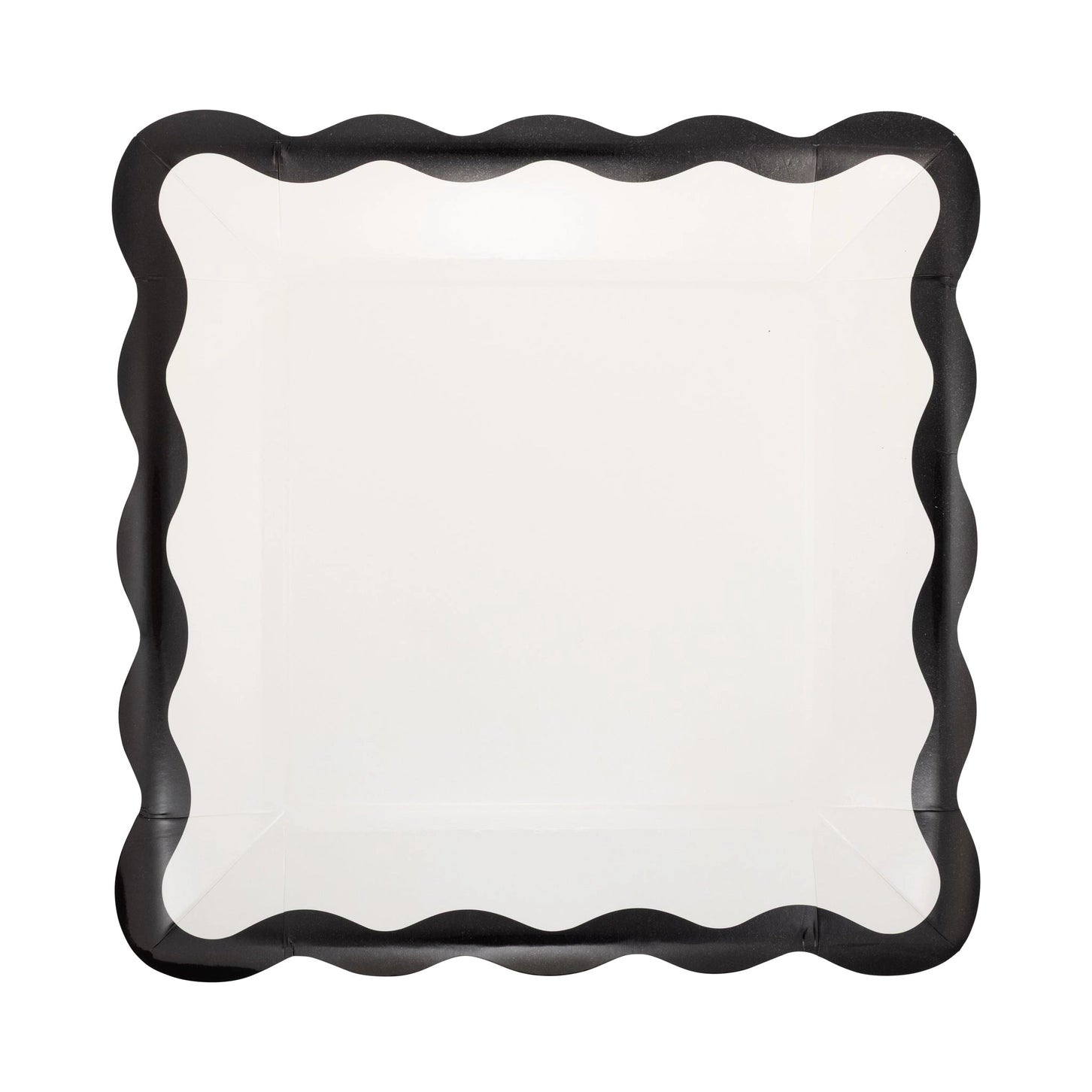 Square Black Edge Scalloped Plate - 8 pack