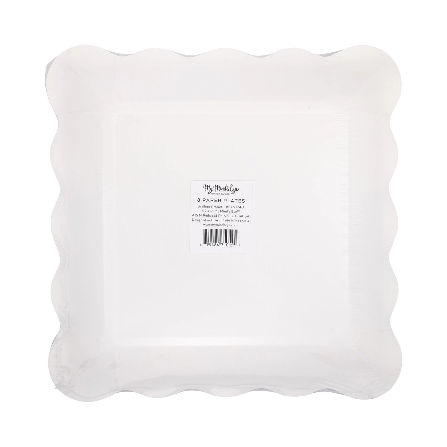 Square Black Edge Scalloped Plate - 8 pack