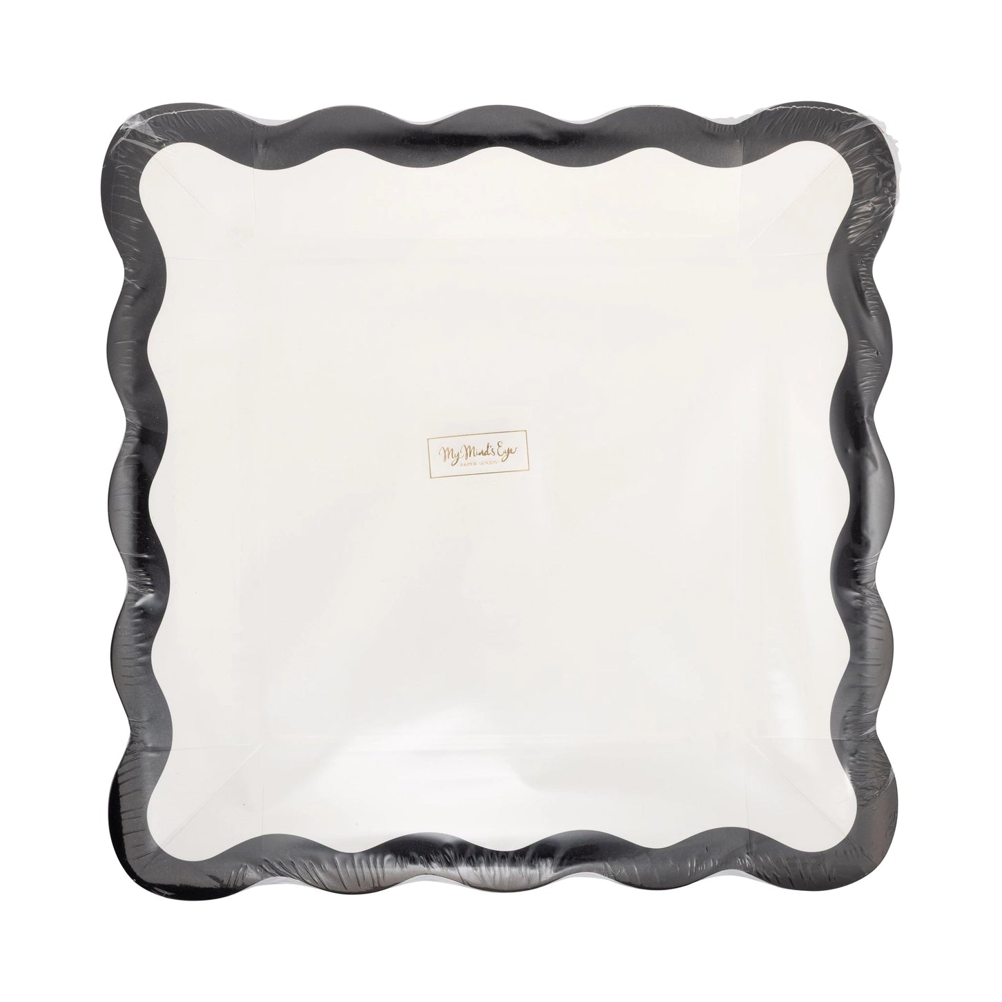 Square Black Edge Scalloped Plate - 8 pack