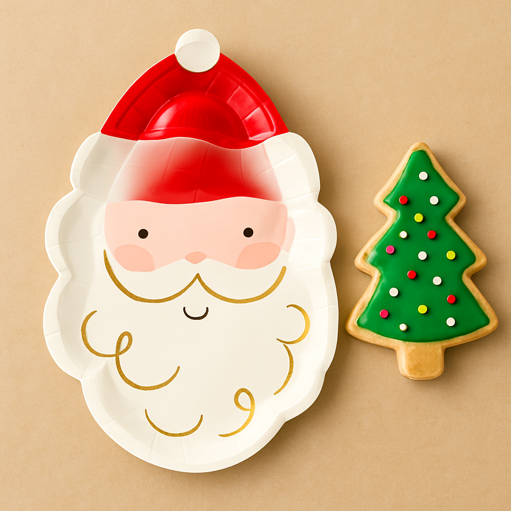 Jolly Santa Shaped Holiday Party Plate