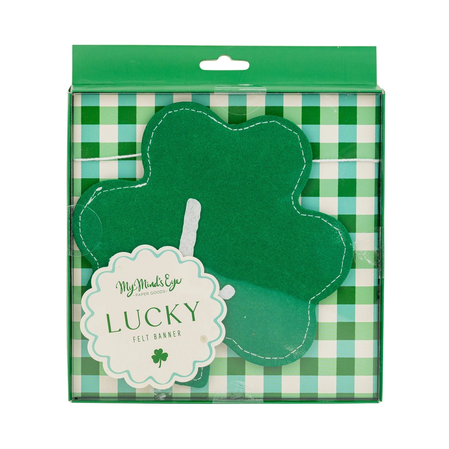 St. Patrick’s Day Felt Shamrock Garland Banner – Green “LUCKY” Shamrock Hanging Decoration