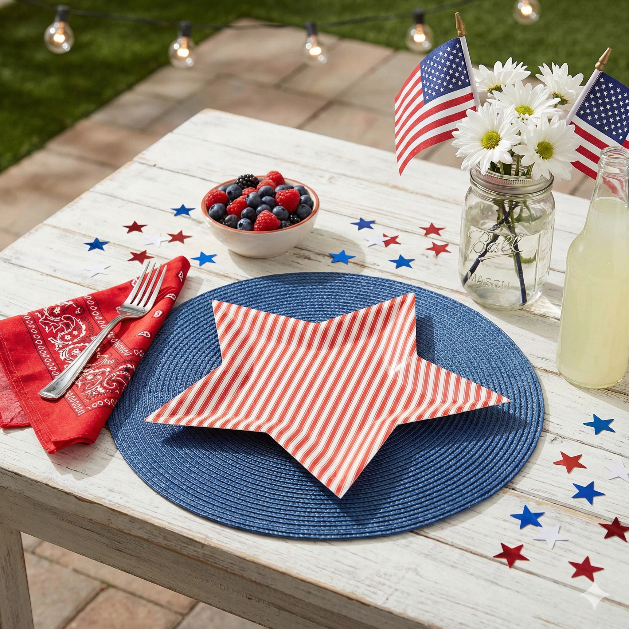 Red Stripe Star Party Plates – 8 Count | 4th of July & Patriotic Celebration Tableware