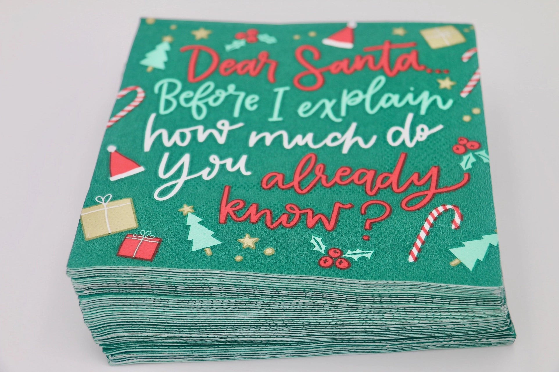 Dear Santa Before I Can Explain Napkins – Funny Christmas Party Napkins (20 Pack)