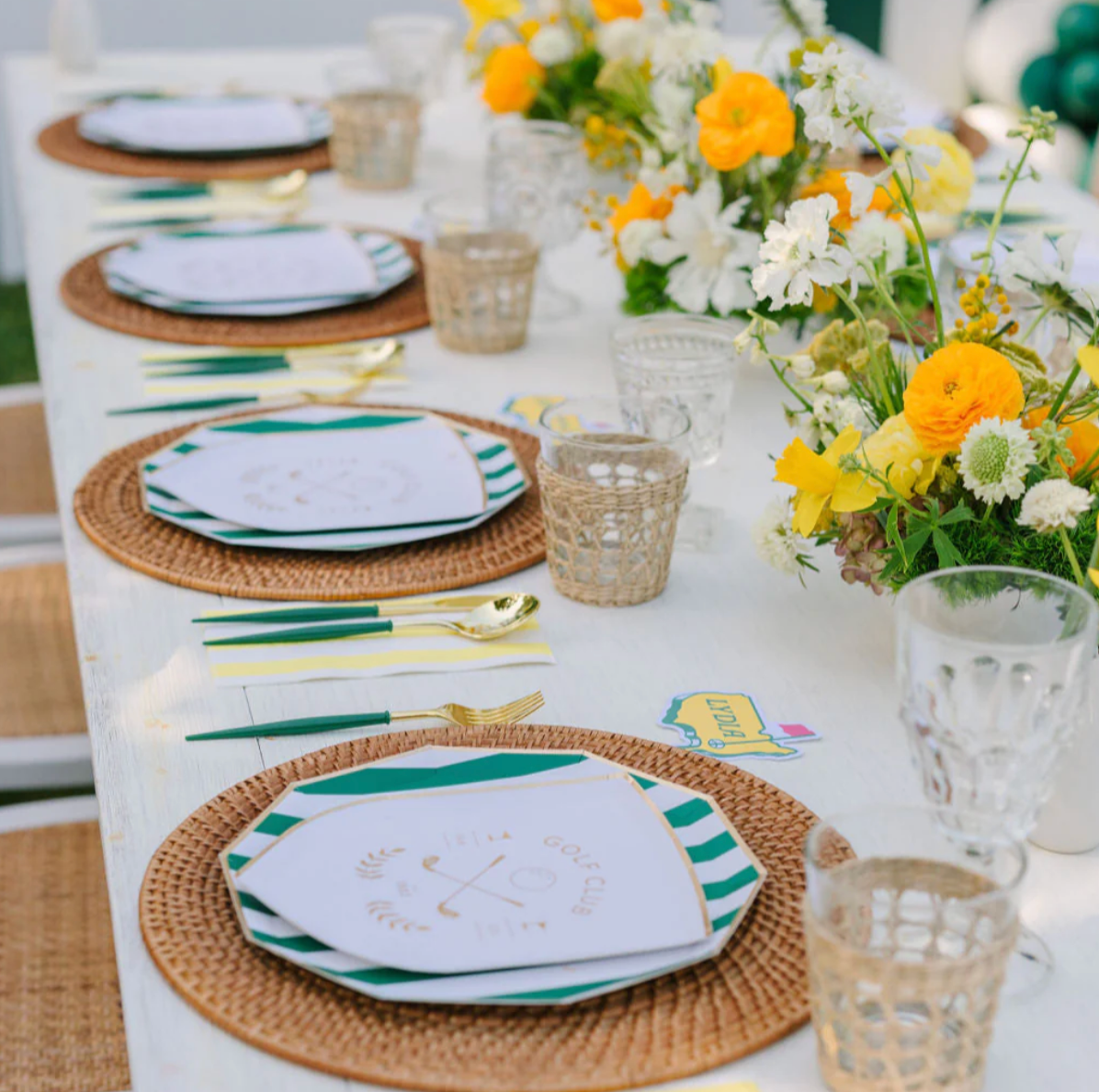 Green Signature Cabana Stripe Party Plates – 10.75”, 8 Pack
