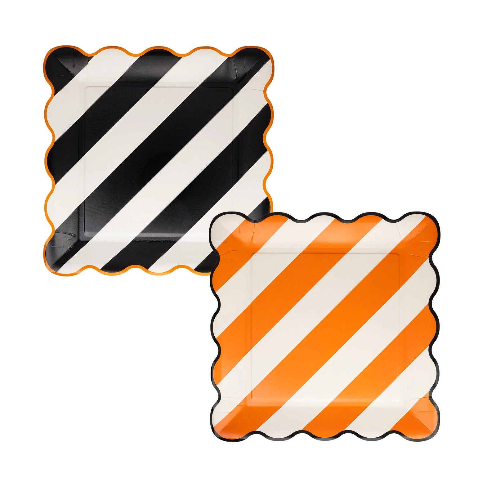 Halloween Stripe Plates in Orange and Black (8ct)