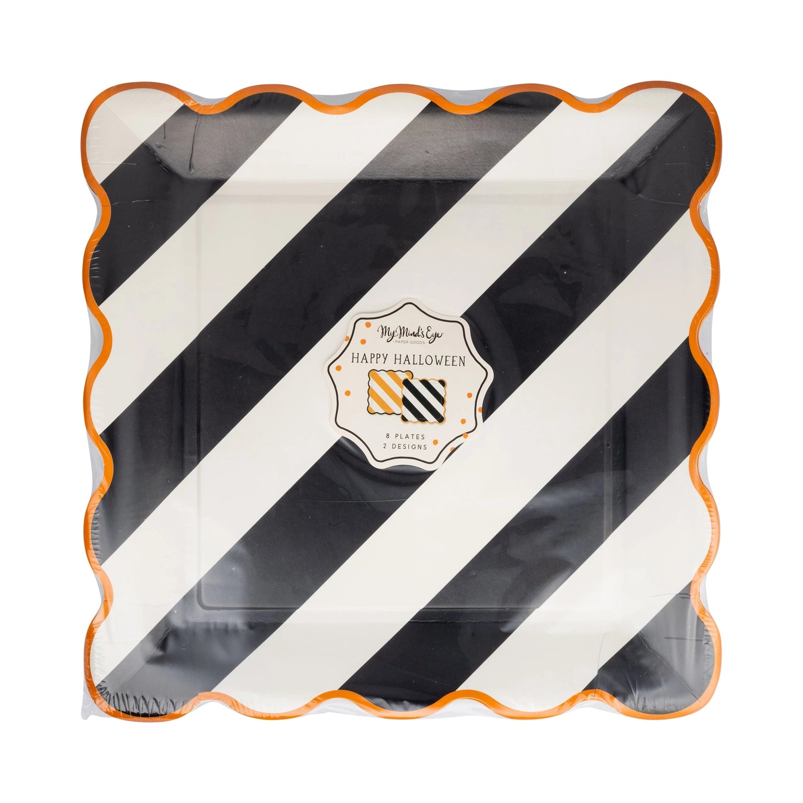 Halloween Stripe Plates in Orange and Black (8ct)