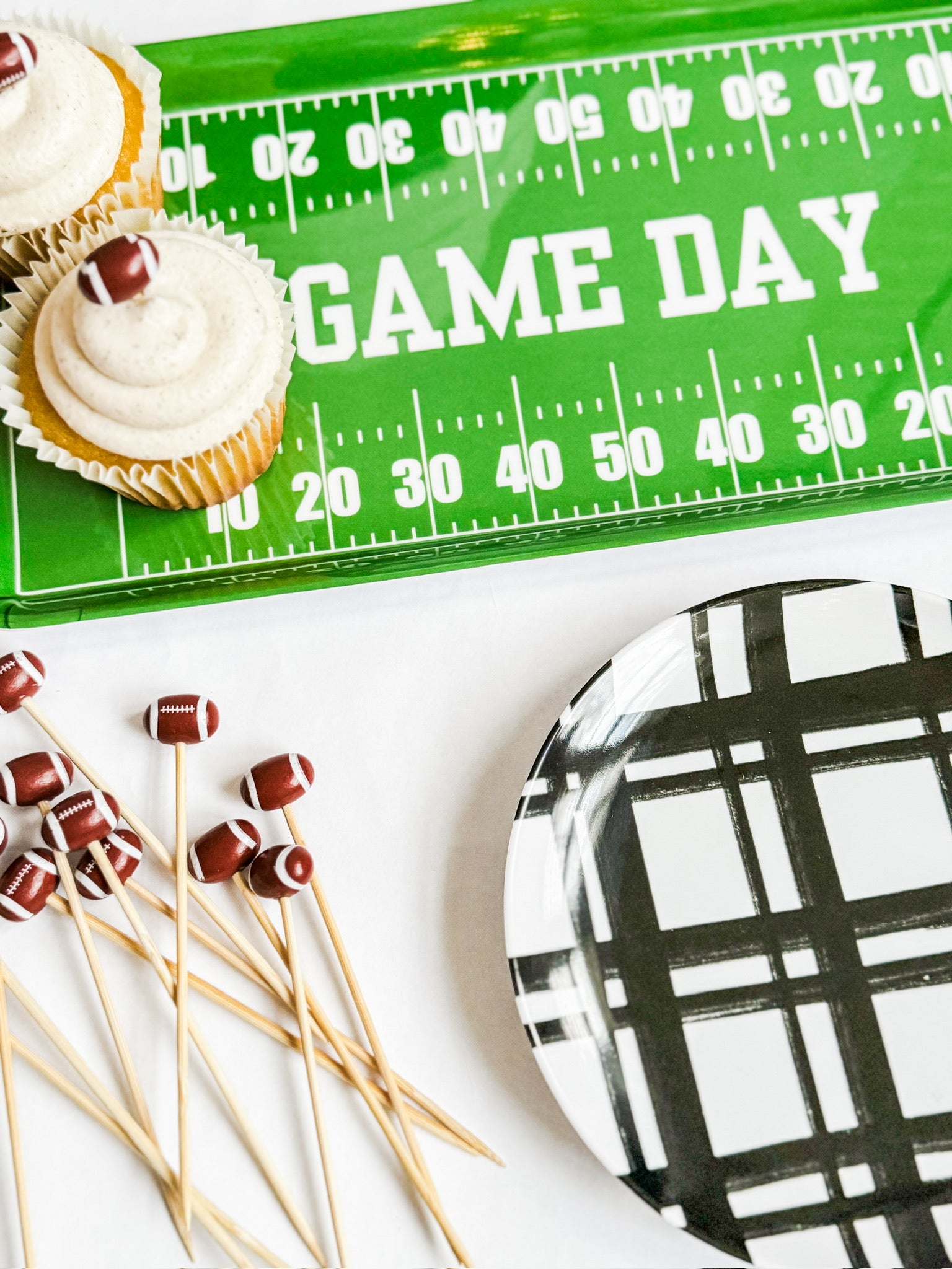 Green Football GameDay Melamine Party Food Tray