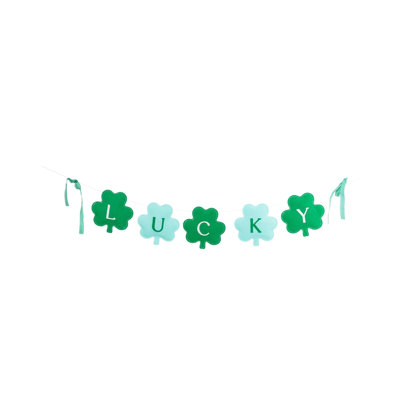 St. Patrick’s Day Felt Shamrock Garland Banner – Green “LUCKY” Shamrock Hanging Decoration