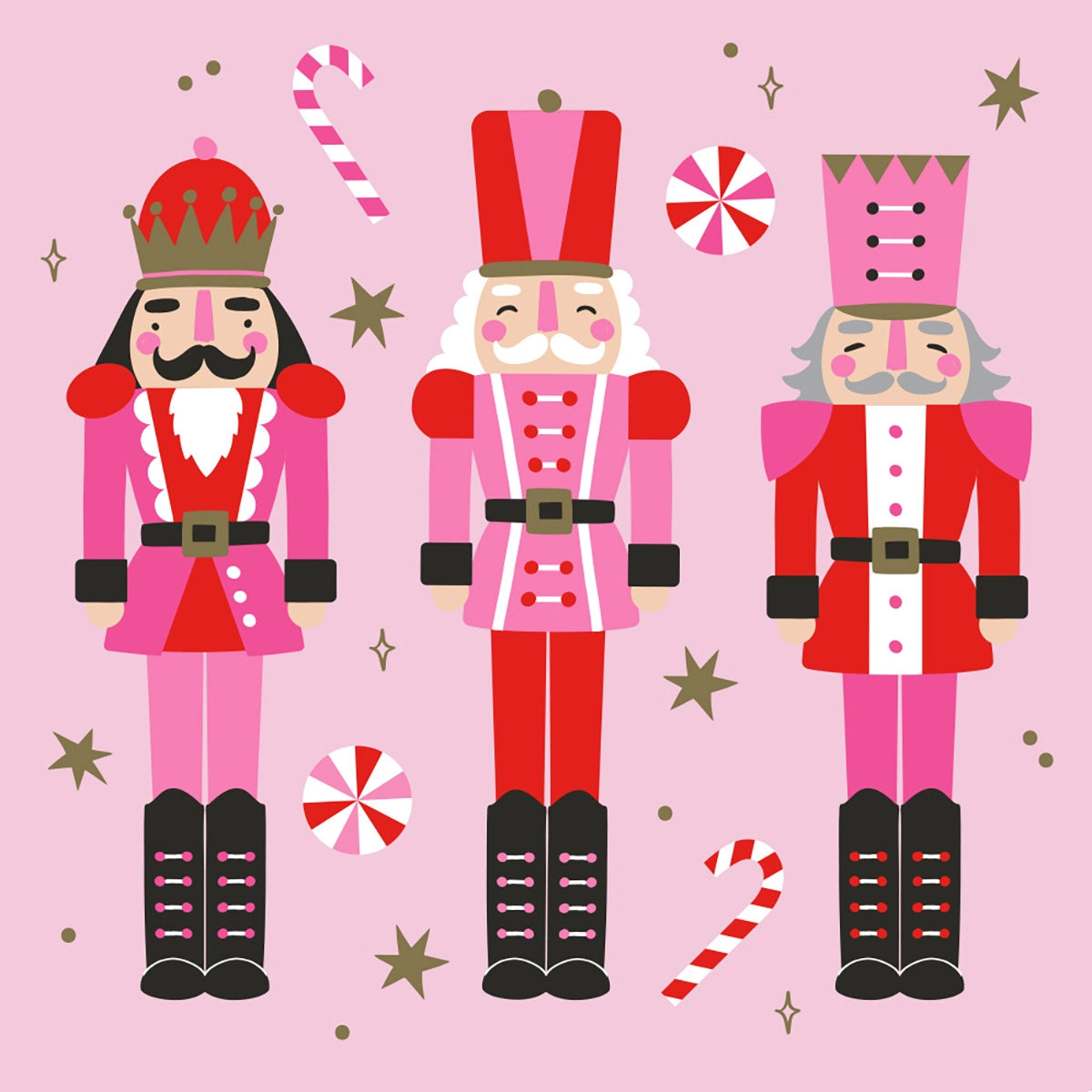 Pink Nutcracker Holiday Cocktail Napkins – 20 Count | Festive 3-Ply Beverage Napkins