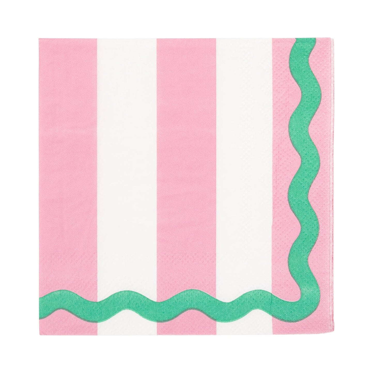 Preppy Pink & Green Stripe Party Beverage Napkin - 24ct