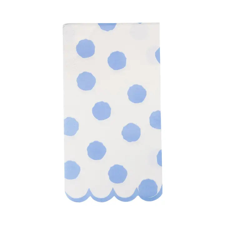 Blue Polka Dot Scalloped Guest Napkins – 24 Pack | Soft 3-Ply Party & Dinner Napkins