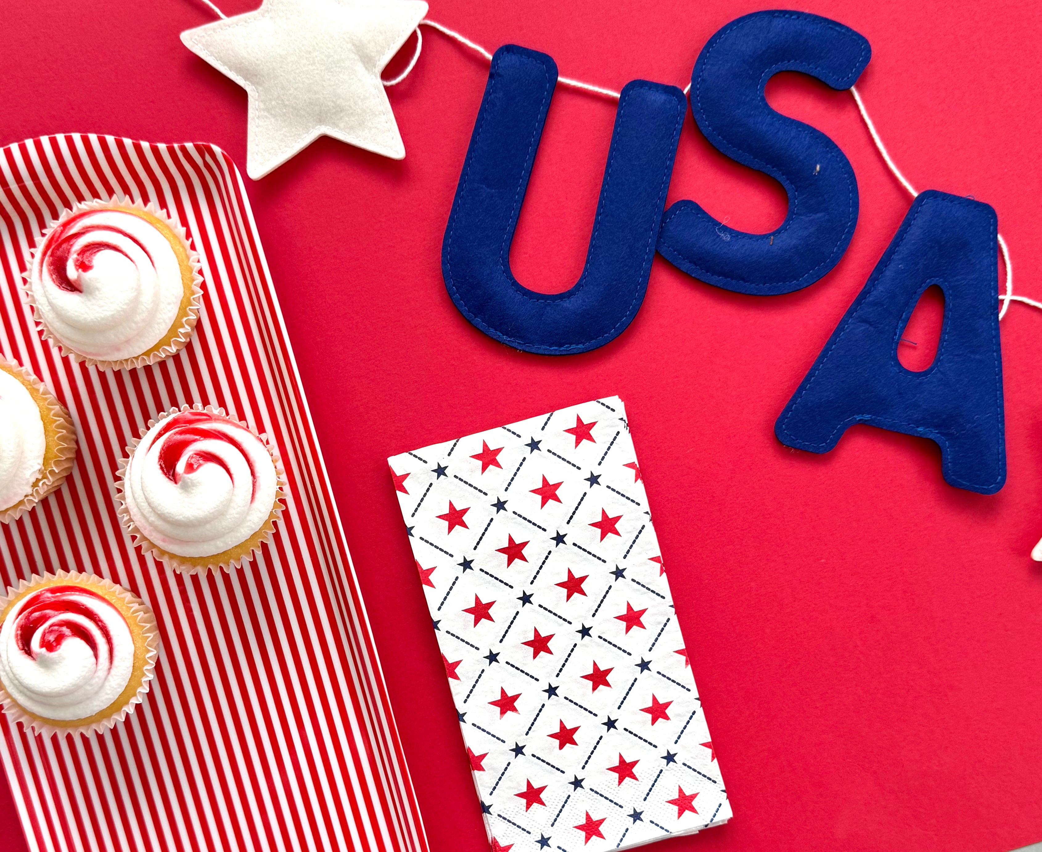 Red Stripe Melamine Tray Reusable Party Platter for Snacks, Appetizers & Desserts