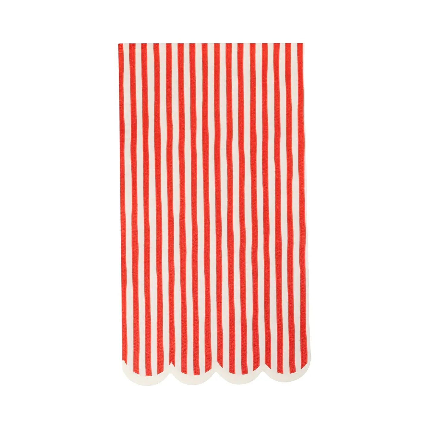 Red Striped Scalloped Dinner Napkins – Festive Christmas Guest Napkins