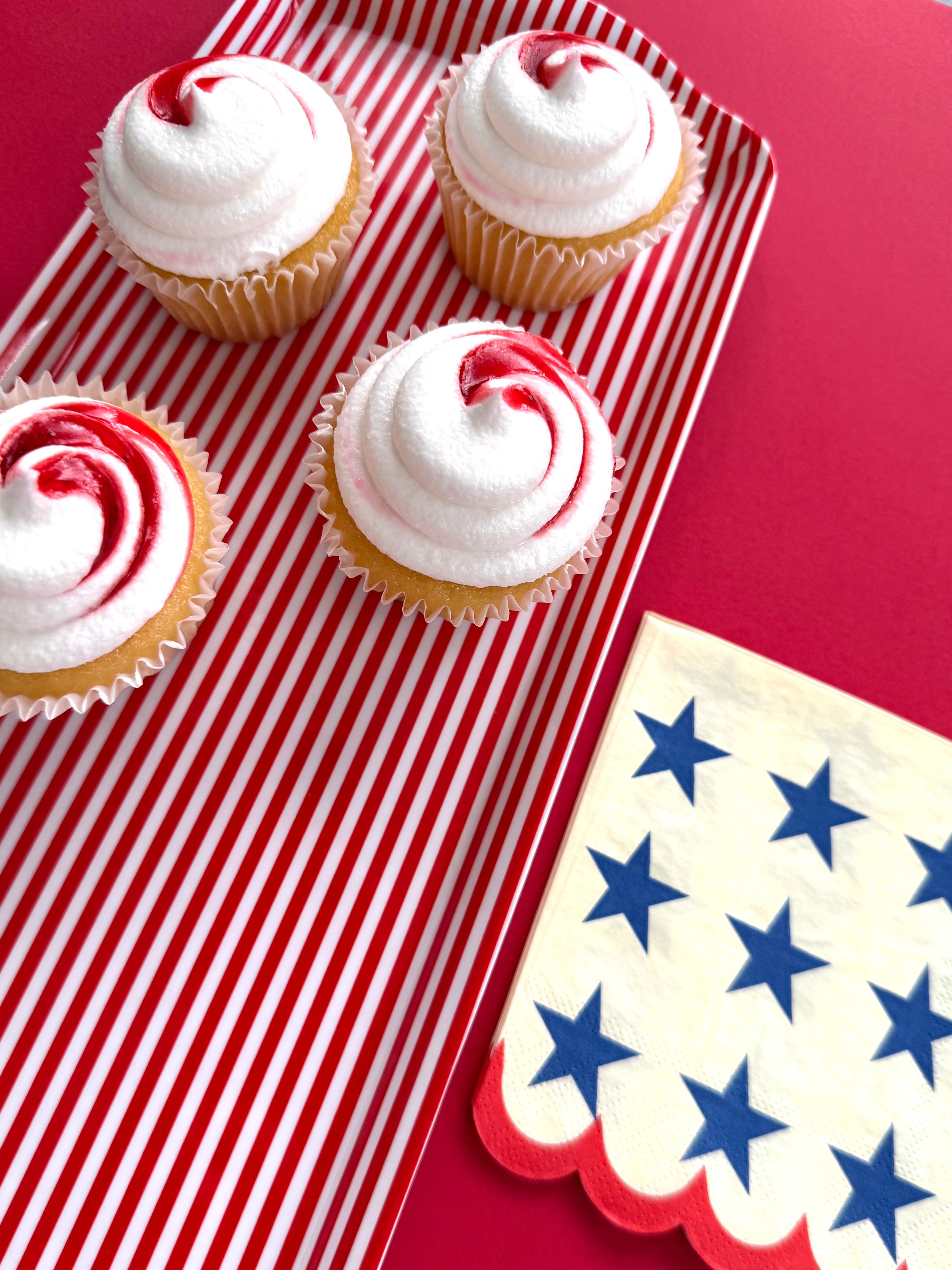 Red Stripe Melamine Tray Reusable Party Platter for Snacks, Appetizers & Desserts