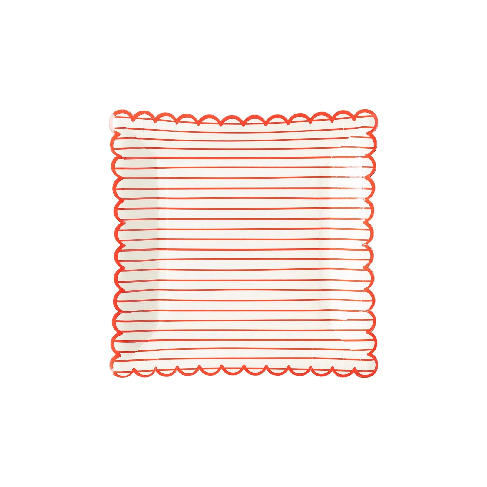 Valentine Red Stripe Scalloped Paper Plates - 9" (8-Pack)