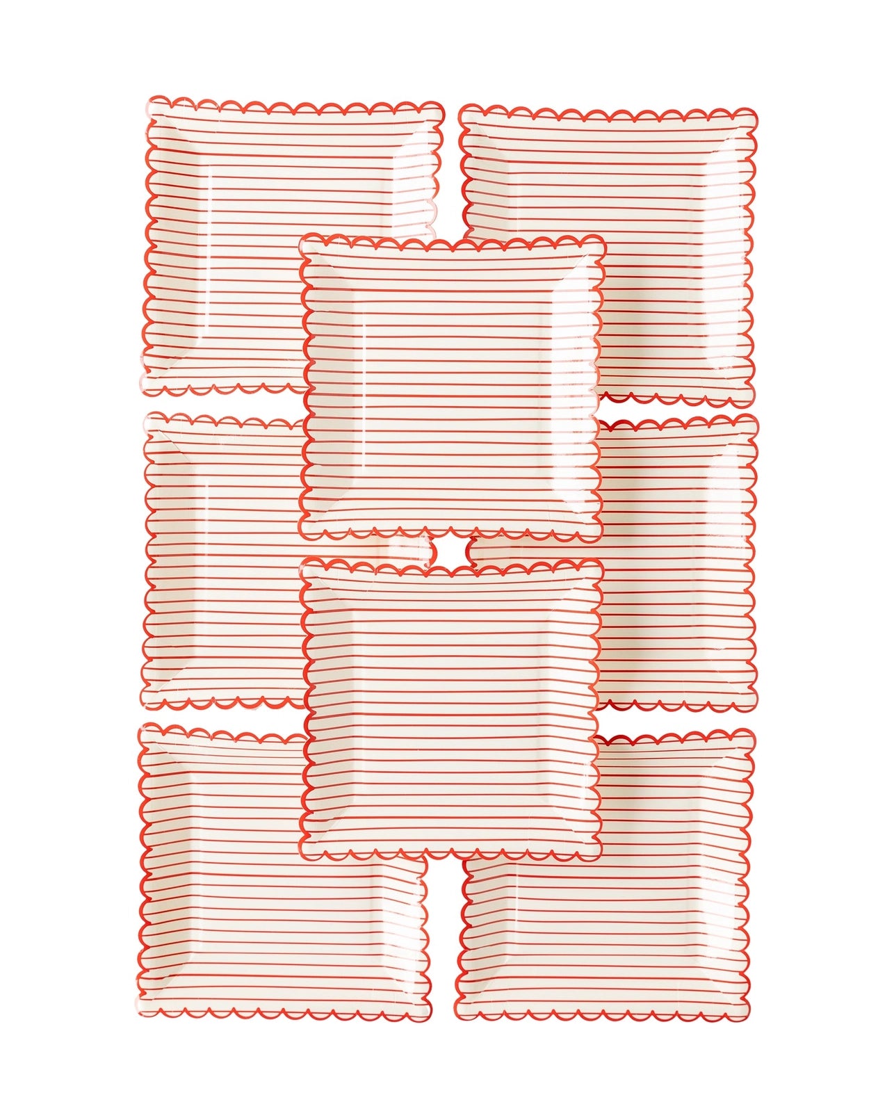 Valentine Red Stripe Scalloped Paper Plates - 9" (8-Pack)