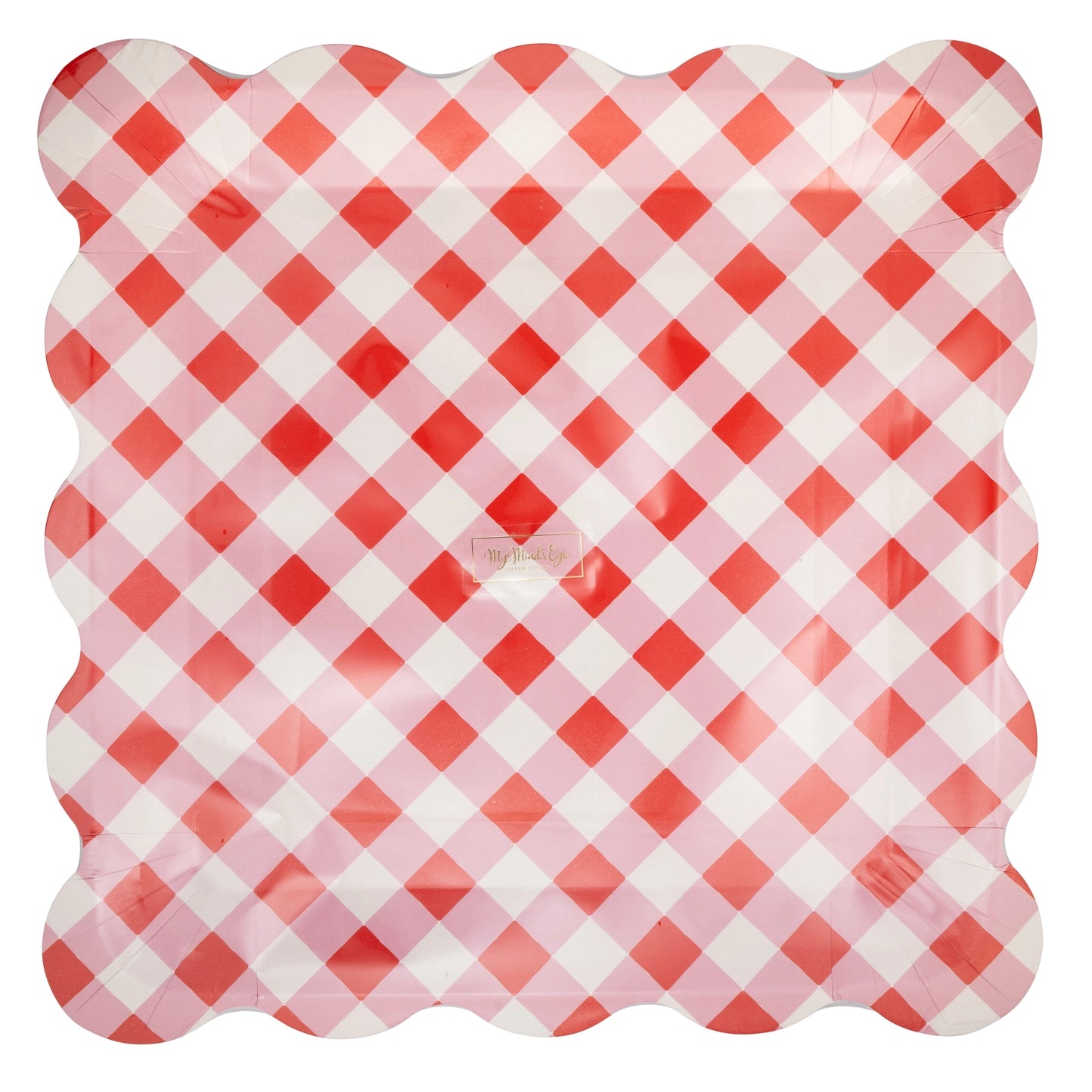 Red Gingham Scalloped Party Plates – 8ct | Summer BBQ & 4th of July Party Plates
