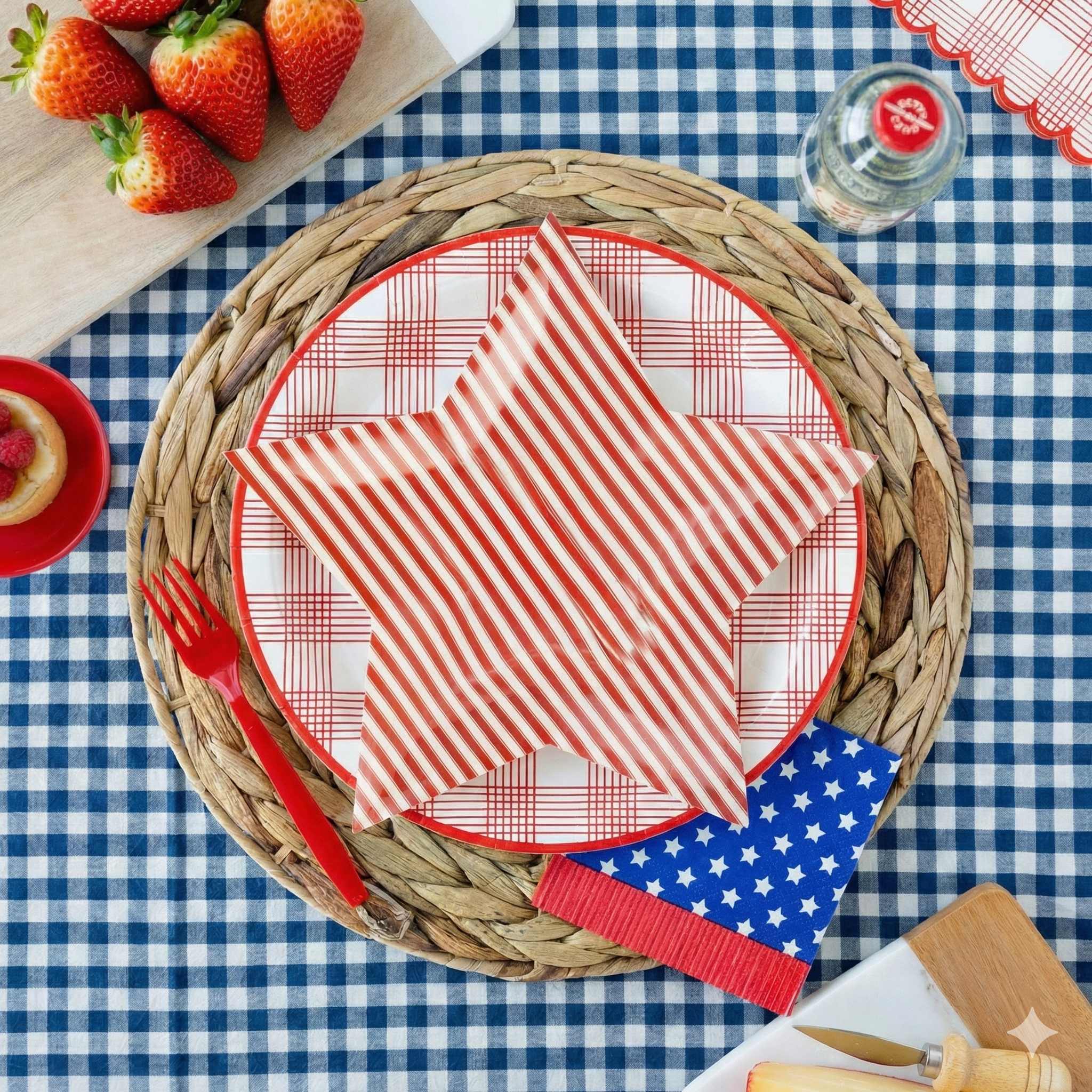 Red Stripe Star Party Plates – 8 Count | 4th of July & Patriotic Celebration Tableware