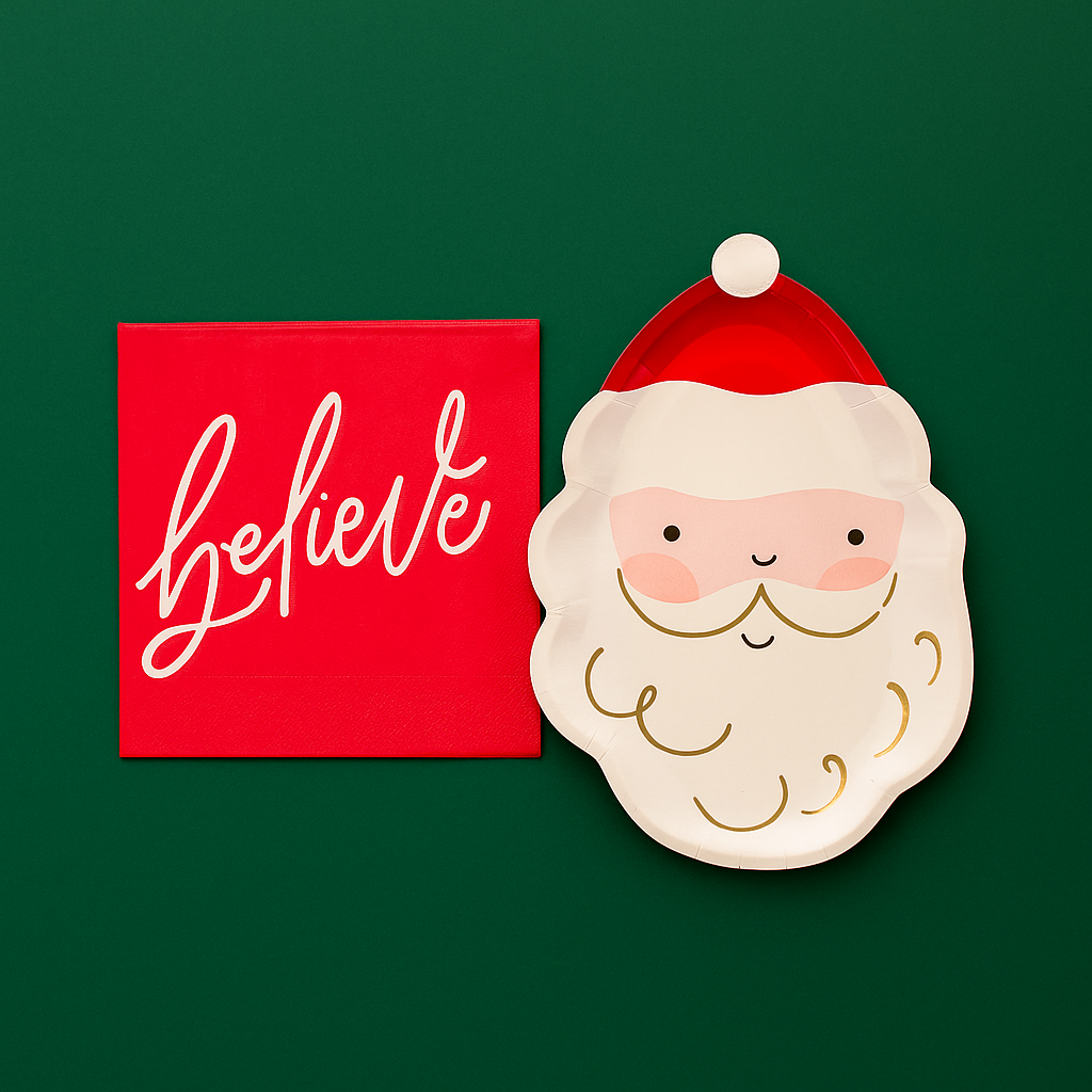 Jolly Santa Shaped Holiday Party Plate
