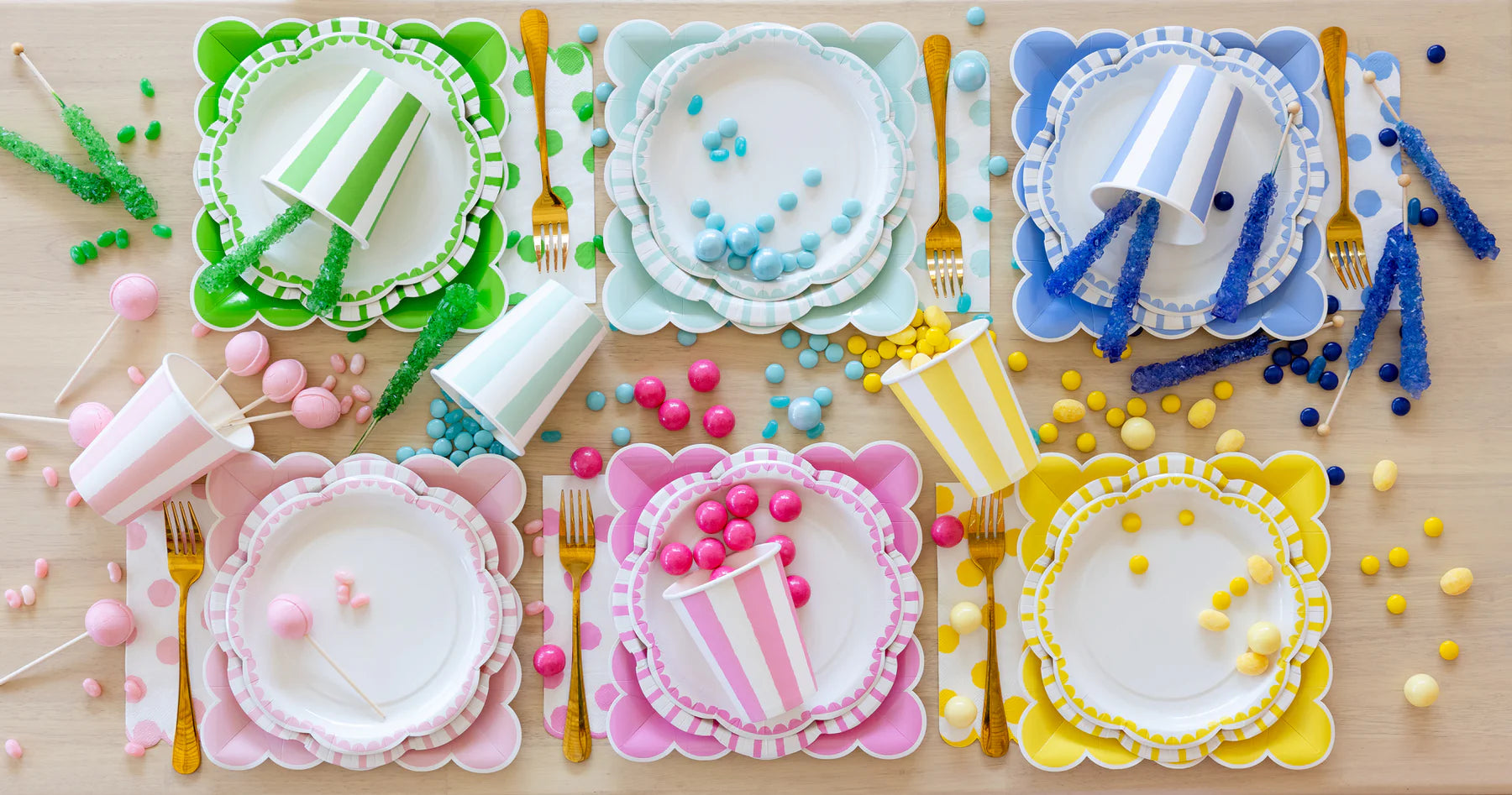 Blue Scalloped Square Party Plates – 9" Disposable Tableware (8 Pack)