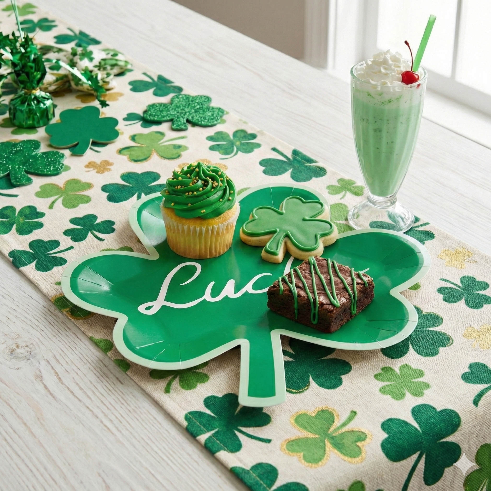 St. Patrick's Day Lucky Green Shamrock Party Plates - 8ct