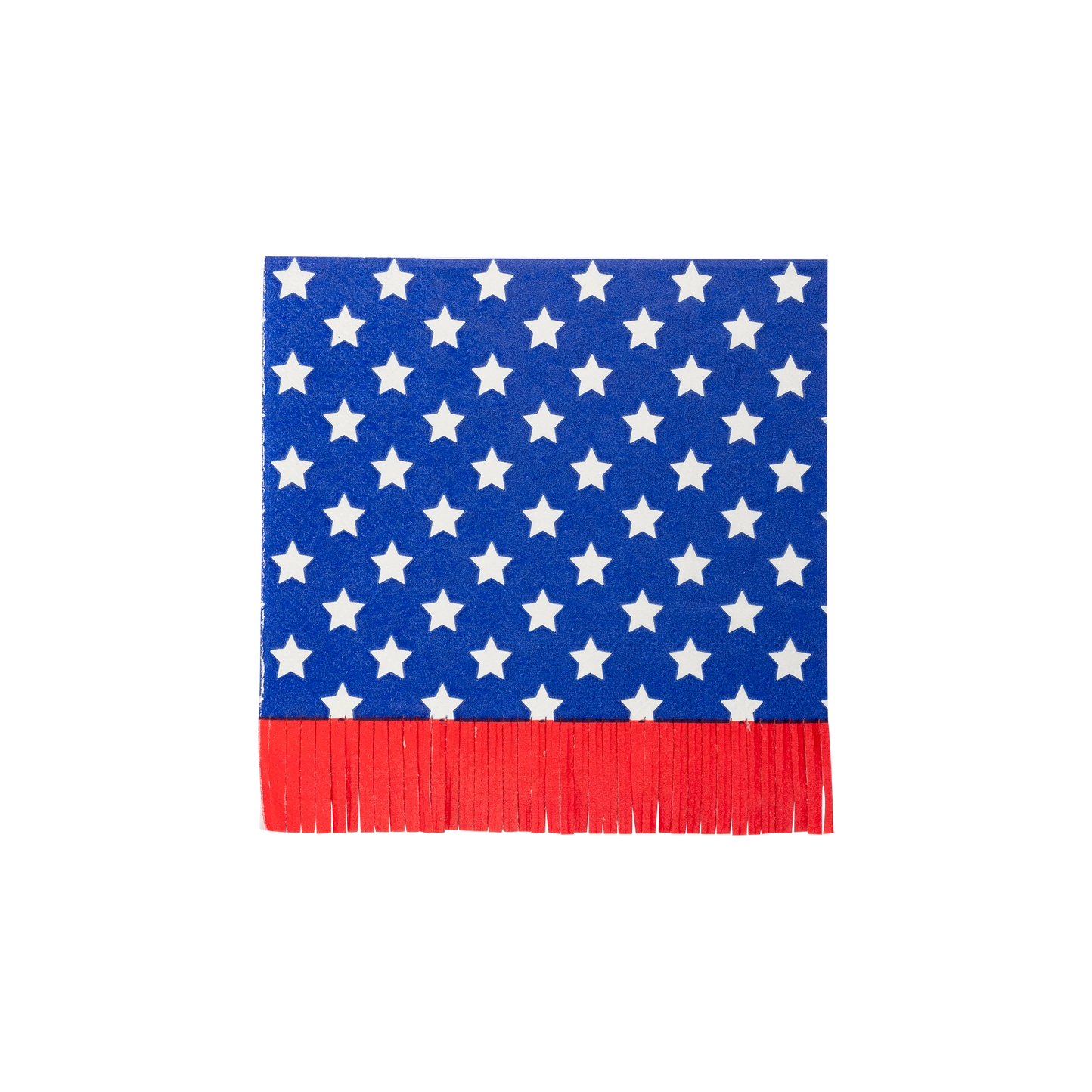 Blue Star Red Fringe Napkins – Red, White & Blue Patriotic Beverage & Dessert