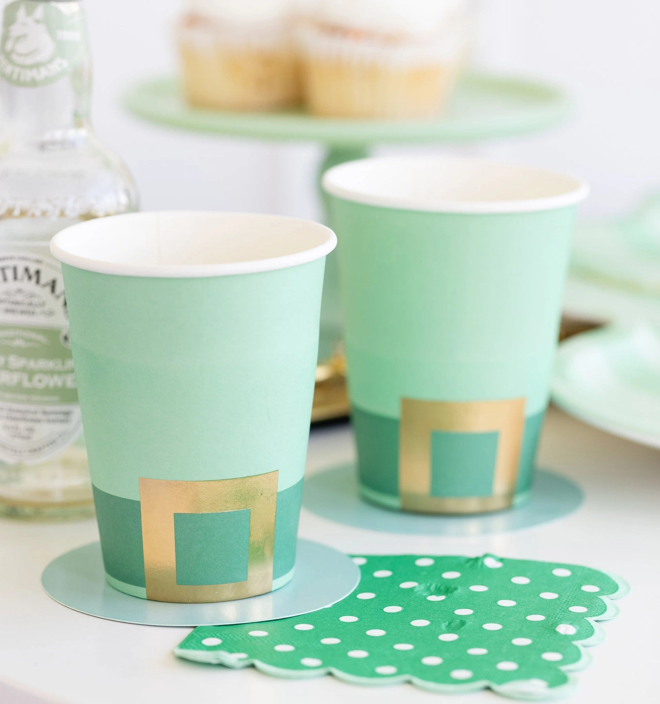 Festive Green Polka Dot Party Beverage Napkin St. Patrick's Day -18ct