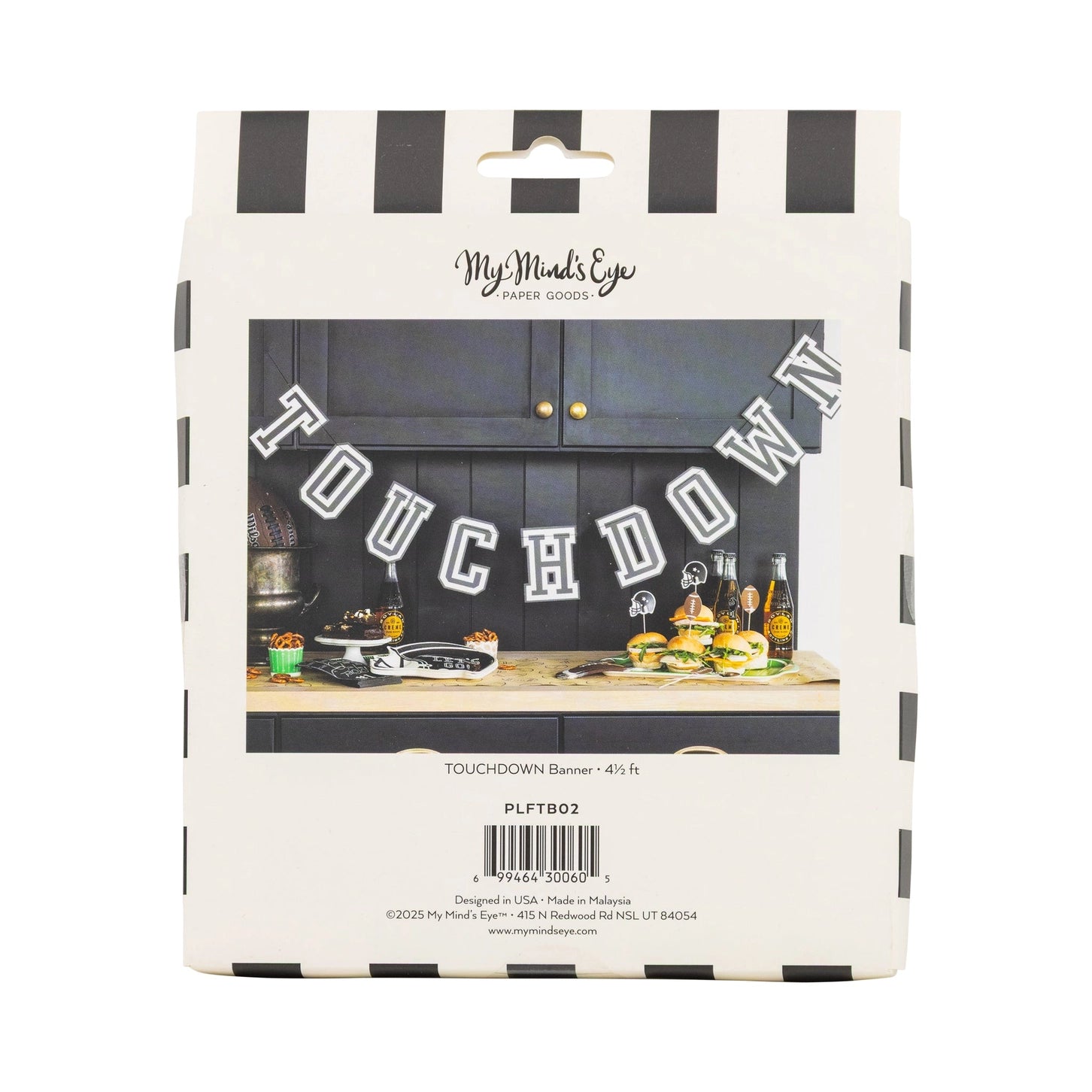 Touchdown Football Banner – 52” Prestrung Party Décor for Tailgates & Sports Parties