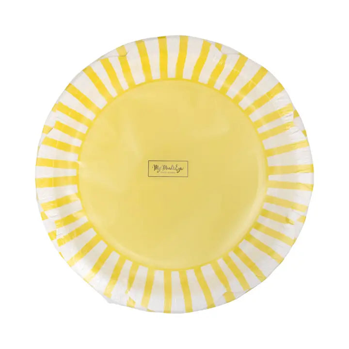 Yellow & White Scallop Round Party Plate