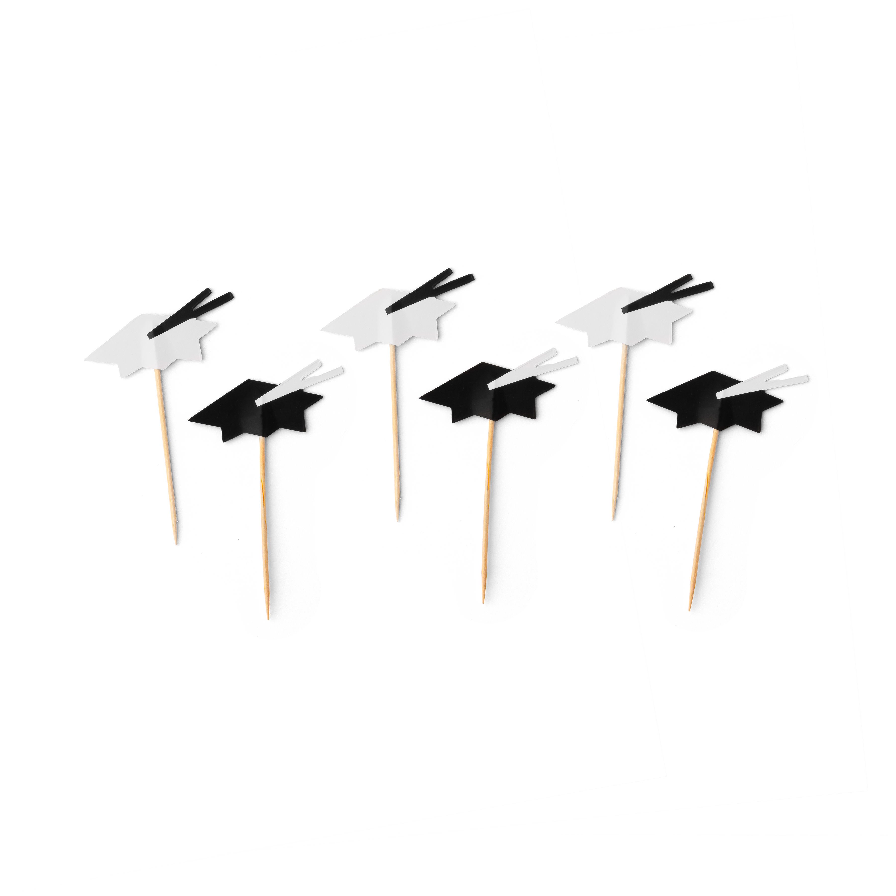 Graduation Cap Cupcake Toppers – 16 Pack Party Picks for Cakes & Desserts