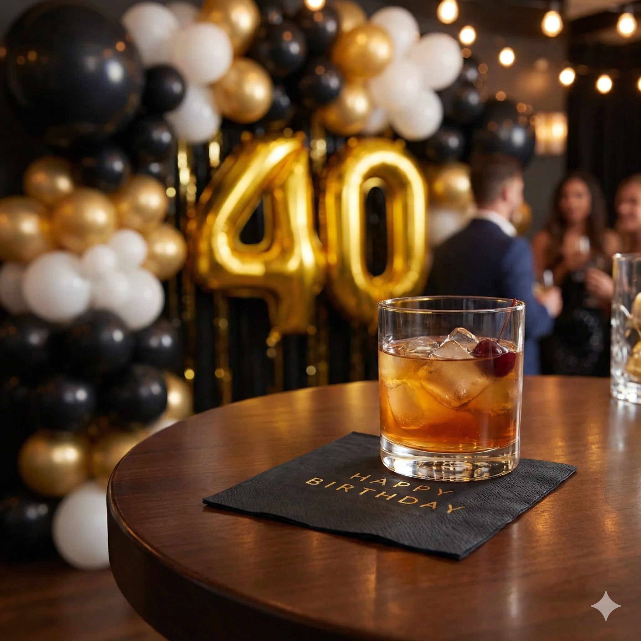 Black & Gold Happy Birthday Cocktail Napkins – 20 Pack, Elegant 3-Ply Party Napkins