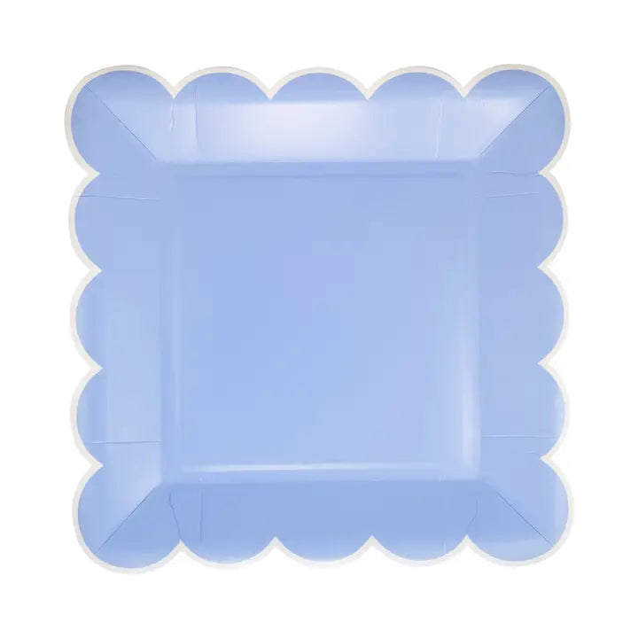 Blue Scalloped Square Party Plates 9" (8 Pack) – Elegant Disposable Tableware