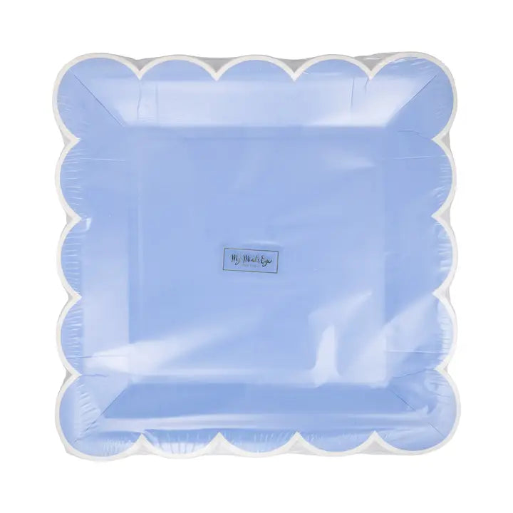 Blue Scalloped Square Party Plates 9" (8 Pack) – Elegant Disposable Tableware
