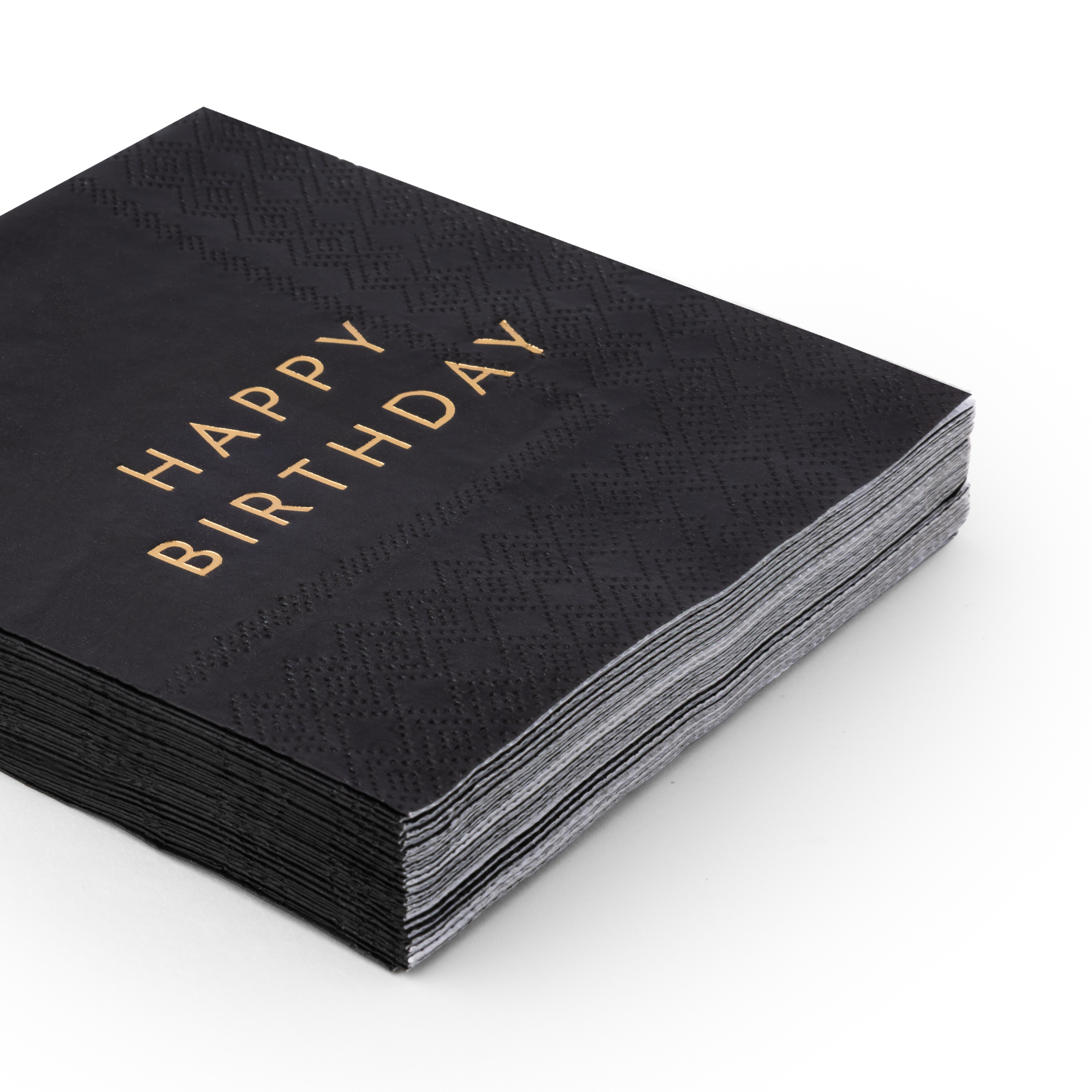 Black & Gold Happy Birthday Cocktail Napkins – 20 Pack, Elegant 3-Ply Party Napkins