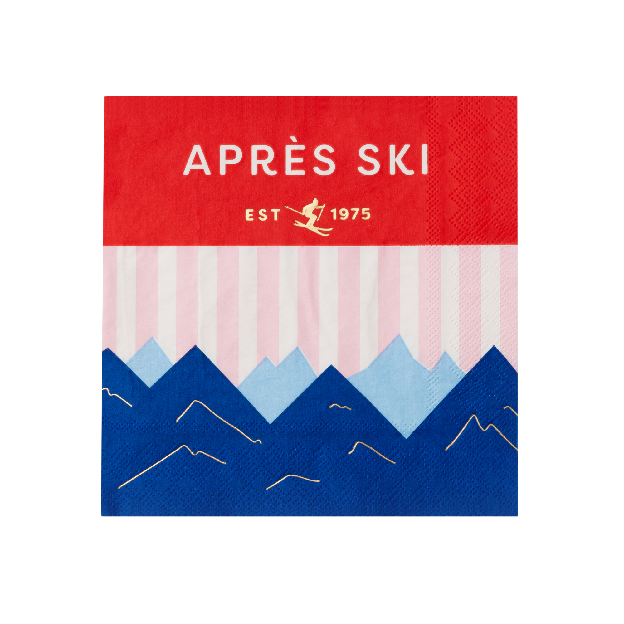 Apres Ski Napkins – 20 Count, Winter Party Napkins with Gold Foil Ski Design