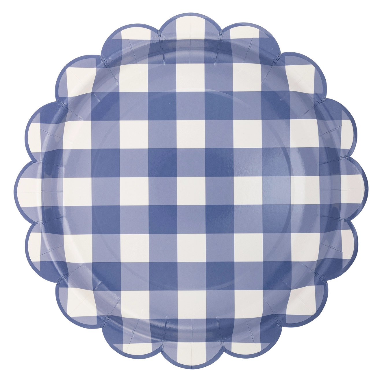 Blue Gingham Scalloped Paper Plate