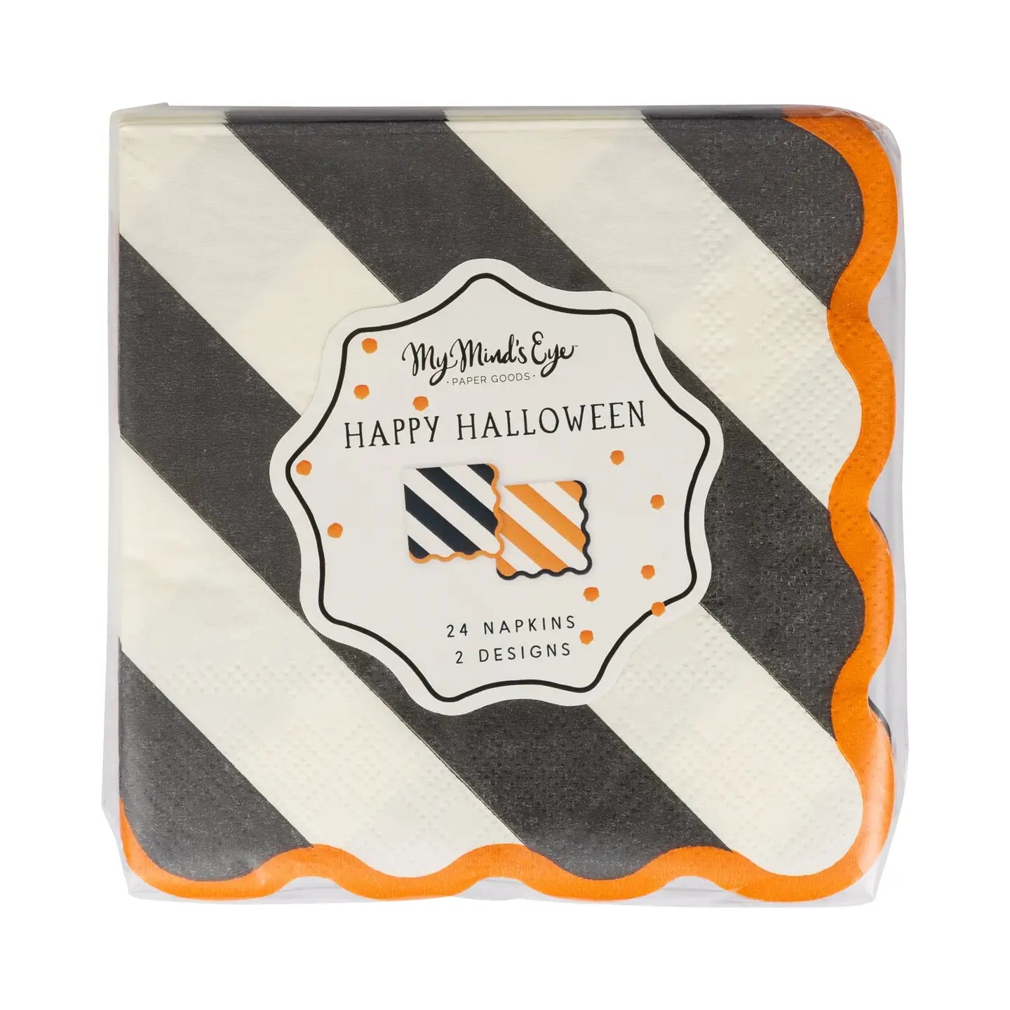 Halloween Stripe Beverage Napkins 24-Pack, Orange & Black