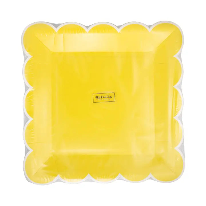 Yellow Scalloped Square Paper Plates 9" – Vibrant Party Dinnerware (8 Pack)