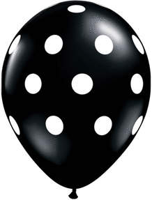 11" Latex Balloon Black Polka Dot (10 Pack)