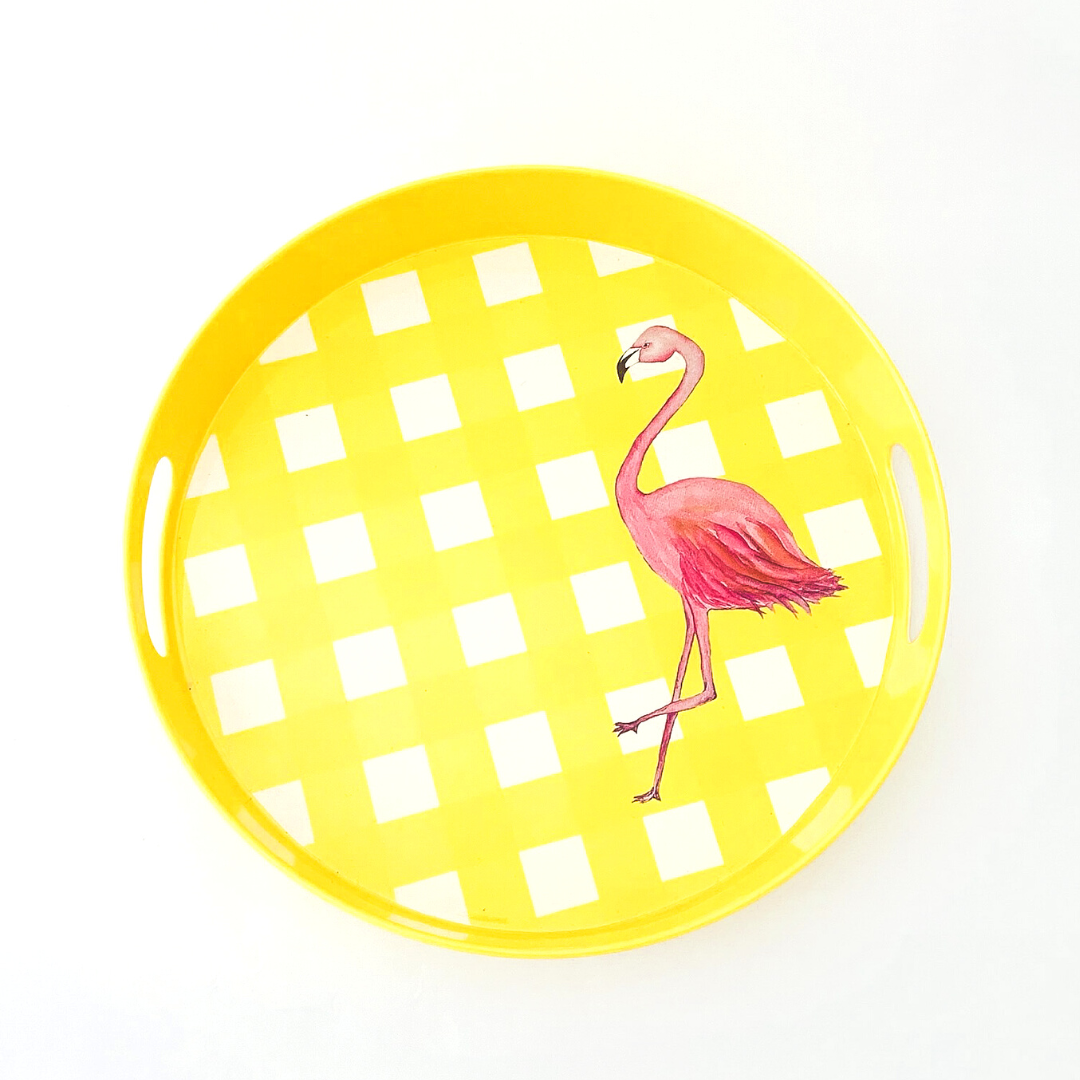 Flamingo Yellow Reusable Melamine Serving Tray