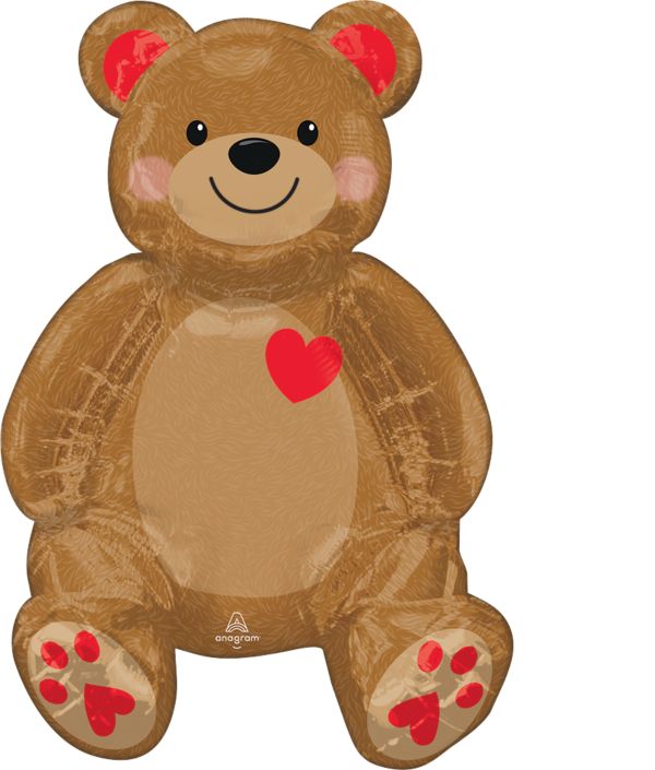 20" Sitting Teddy Bear Valentine's Balloon