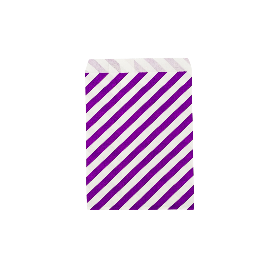 Purple Stripe Paper Treat Bags