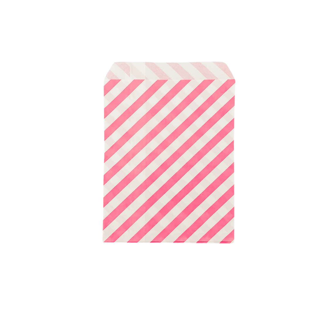 Pink Stripe Paper Treat Bags