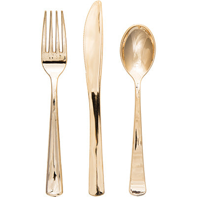 METALLIC GOLD FORKS, KNIVES & SPOONS