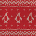 red napkin with fun penguin "sweater" print