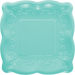 aqua square plate with embossed scalloped edges